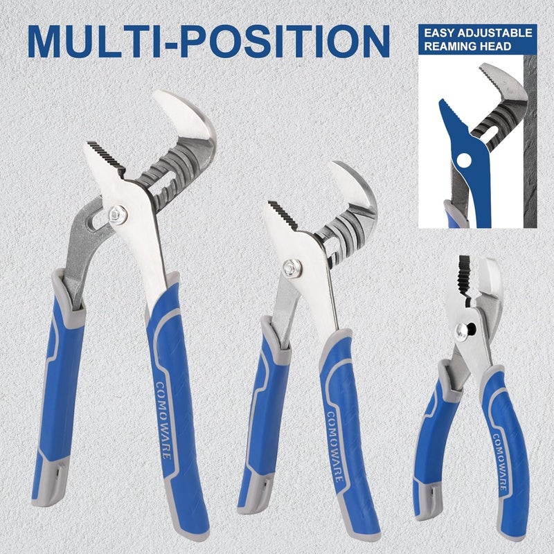COMOWARE 7Pcs Pliers Set, Mechanic Plier with Rolling Pouch, 10", 8" Groove Joint Pliers, 8" Adjustable Wrench, 8" Linesman, 6" Long Needle Nose, 6" Slip Joint, 6" Diagonal, Roll-Up Pouch Organizer - Image 3
